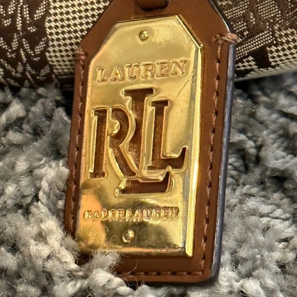 Lauren Ralph Lauren Women’s Brown Leather Trim Equestrian Tote Bag - Picture 4 of 16